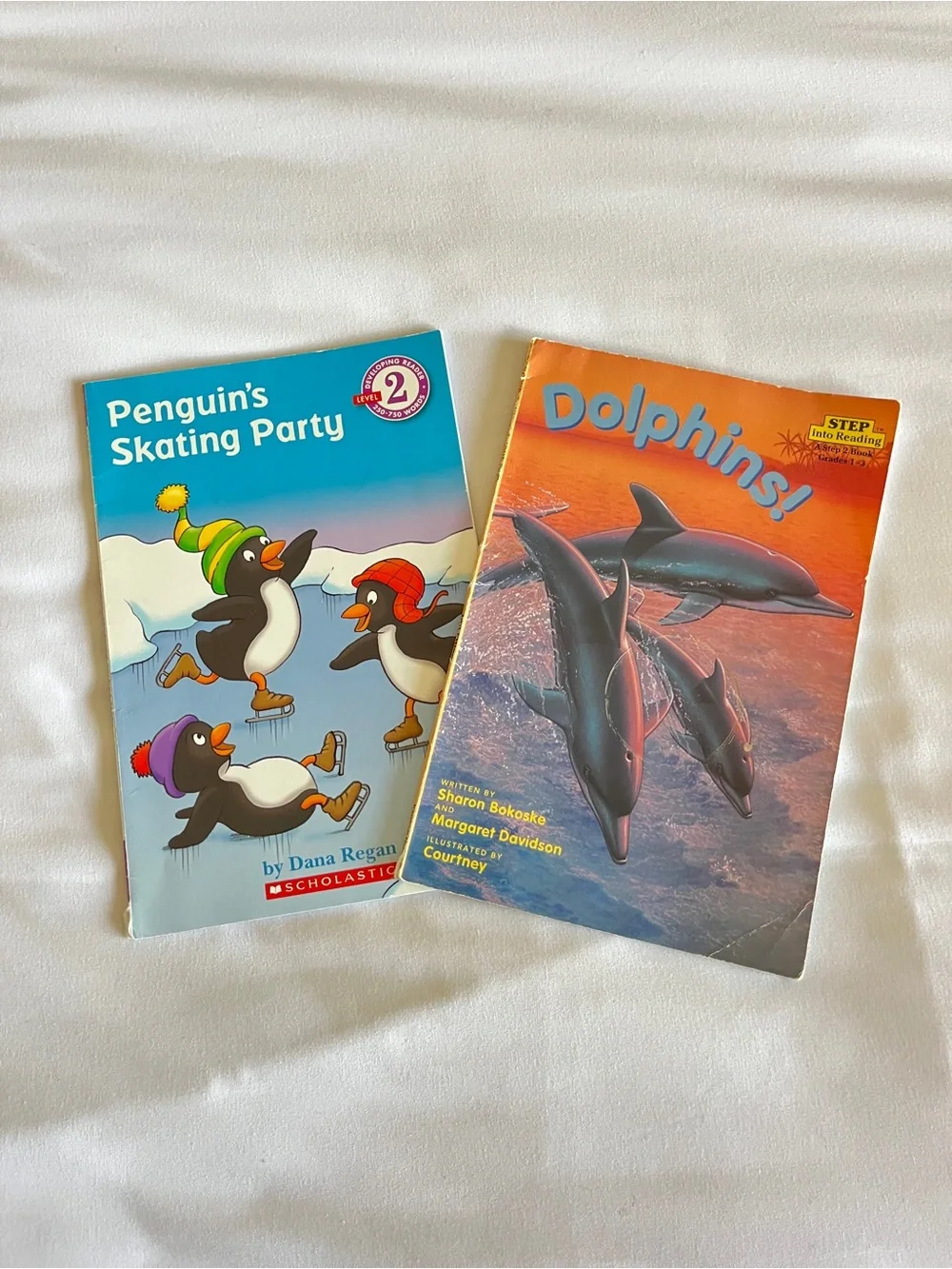 Scholastic Step into Reading Level 2 Children's Books Dolphins Penguin Skating